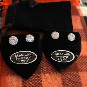 Vintage‎ New Swarovski Sparkling Crystal Earrings - Silver